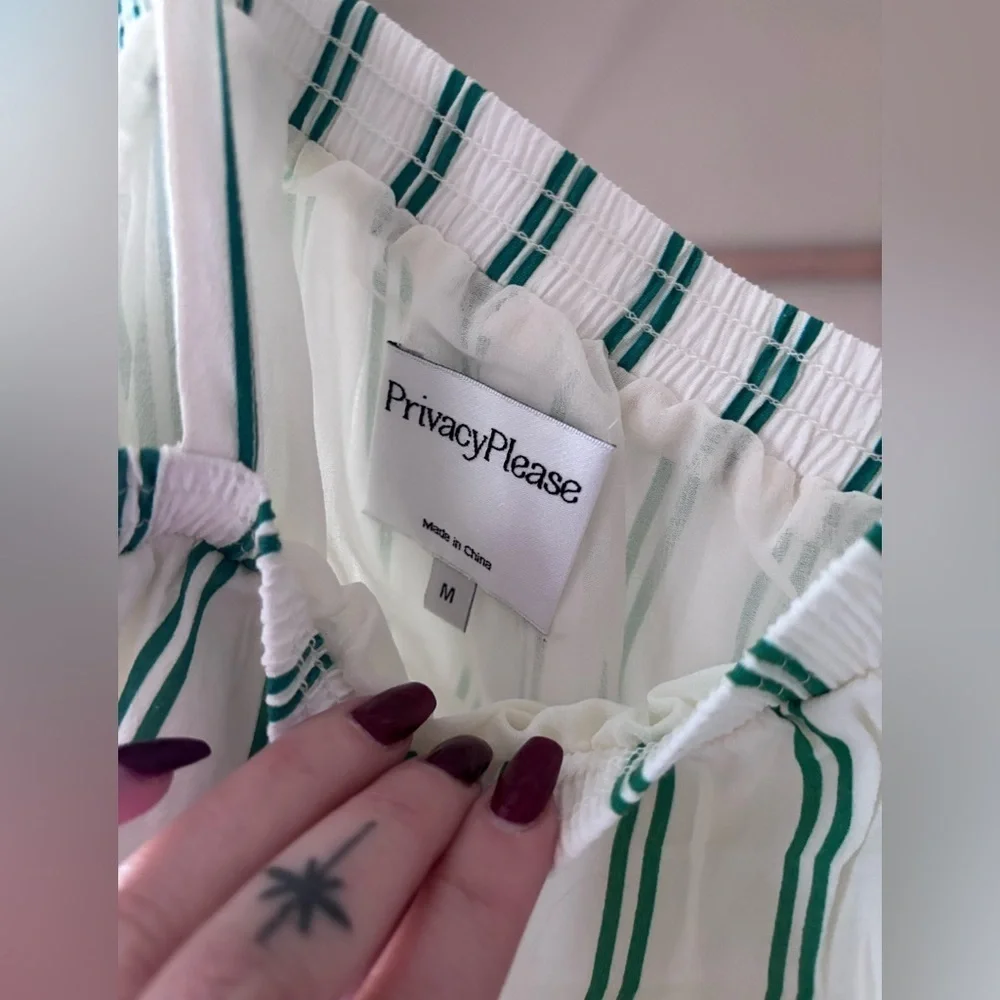 Privacy please, green and white pink striped tube top - Picture 4 of 5